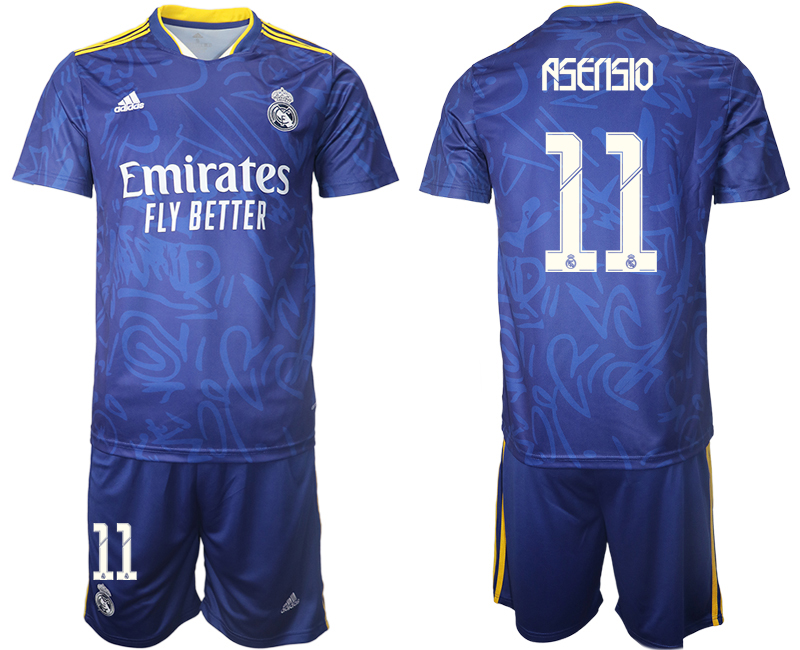 Men 2021-2022 Club Real Madrid away blue #11 Soccer Jersey